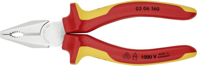 Produktbild: Knipex 03 06 160 VDE Kombizange 160mm DIN ISO 5746, DIN EN 60900