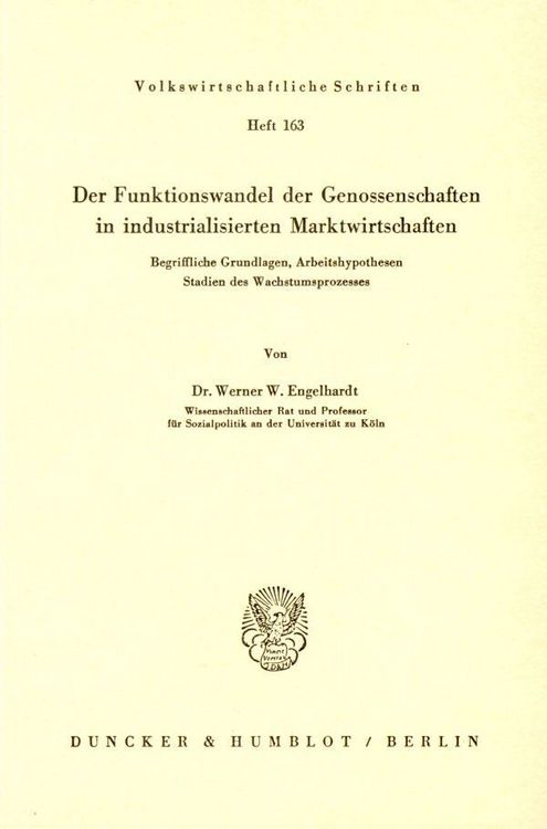 Produktbild: Der Funktionswandel der Genossenschaften in industrialisierten Marktwirtschaften.