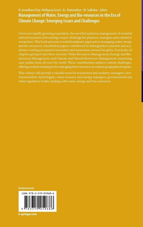 Produktbild: Management of Water, Energy and Bio-resources in the Era of Climate Change: Emerging Issues and Challenges