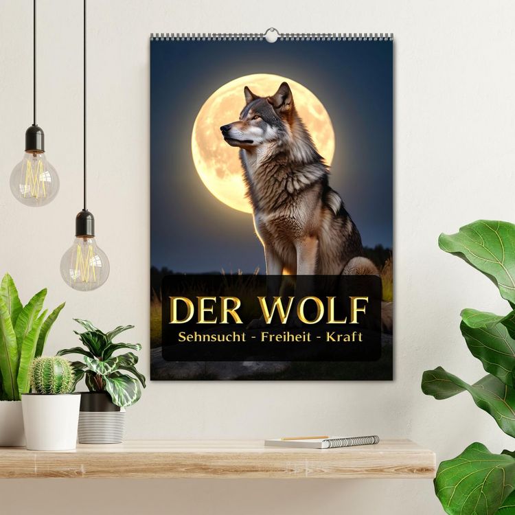 Produktbild: Der Wolf - Sehnsucht Freiheit Kraft (Wandkalender 2026 DIN A2 hoch), CALVENDO Monatskalender