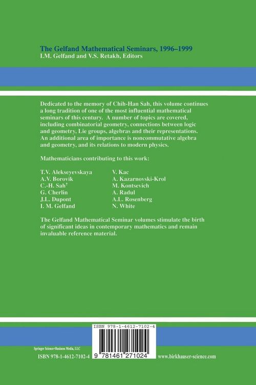 Produktbild: The Gelfand Mathematical Seminars, 1996&ndash;1999