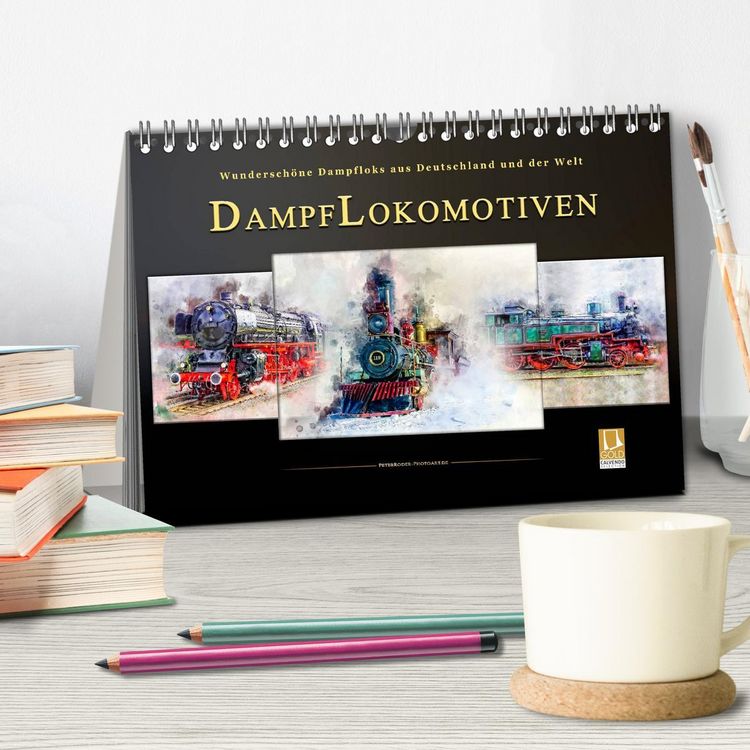 Produktbild: Dampflokomotiven - wundersch&ouml;ne Dampfloks aus Deutschland und der Welt (Tischkalender 2026 DIN A5 quer), CALVENDO Monatskalender