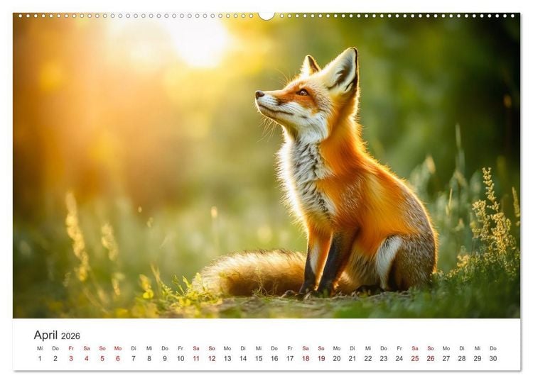 Produktbild: Wild und weich - Die zauberhafte Welt der Rotf&uuml;chse (hochwertiger Premium Wandkalender 2026 DIN A2 quer), Kunstdruck in Hochglanz