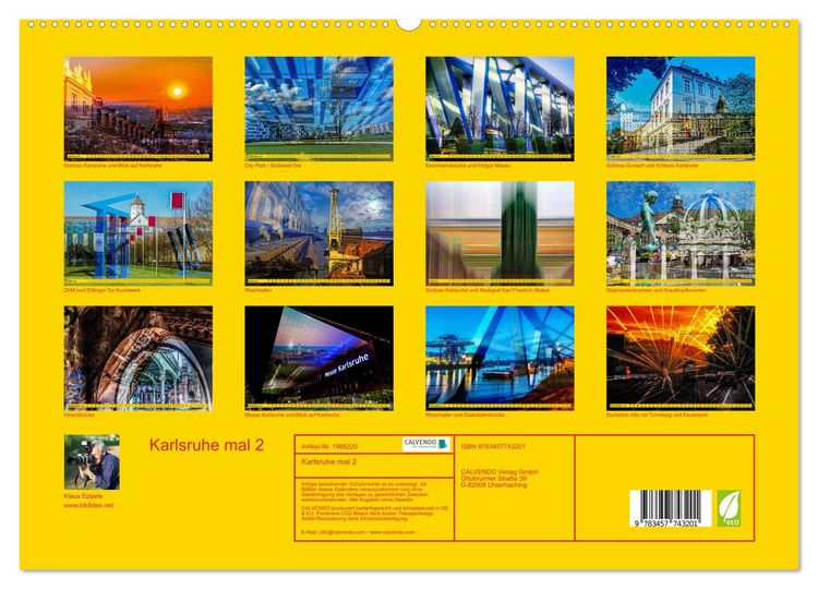 Produktbild: Karlsruhe mal 2 (hochwertiger Premium Wandkalender 2026 DIN A2 quer), Kunstdruck in Hochglanz