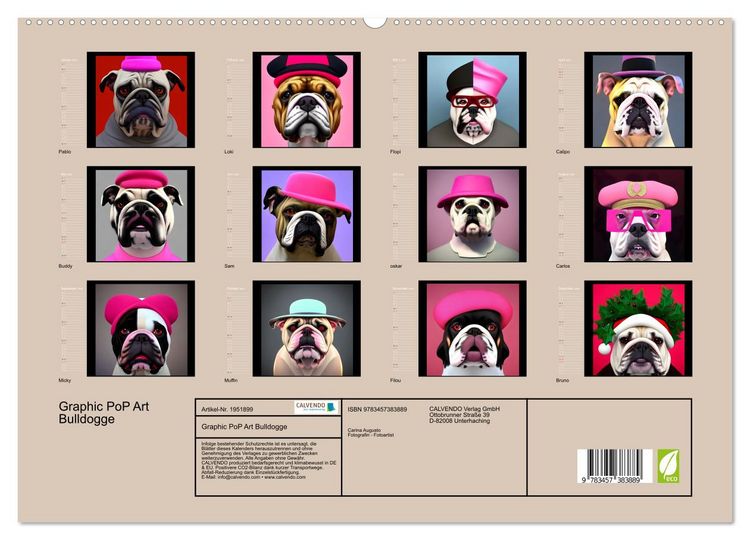 Produktbild: Graphic PoP Art Bulldogge (hochwertiger Premium Wandkalender 2026 DIN A2 quer), Kunstdruck in Hochglanz