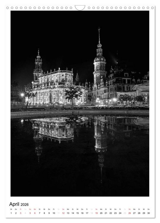 Produktbild: Dresden Traumstadt in Schwarz-Wei&szlig; (Wandkalender 2026 DIN A3 hoch), CALVENDO Monatskalender