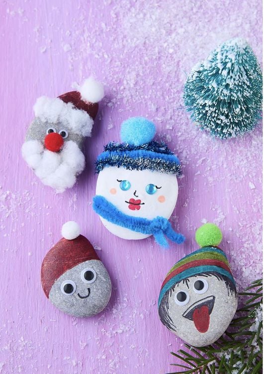 Produktbild: Kreativ-Set: Steine bemalen Kids mit Wackelaugen, Pompons, Anleitungsbuch & Material