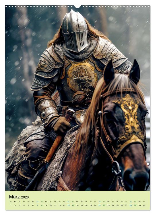 Produktbild: Drachen und stolze Ritter (hochwertiger Premium Wandkalender 2026 DIN A2 hoch), Kunstdruck in Hochglanz