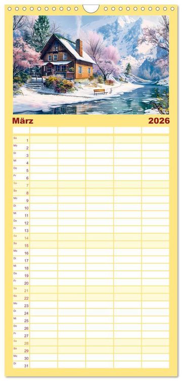 Produktbild: Familienplaner 2026 - Cottages am Wasser - Malerische R&uuml;ckzugsorte genie&szlig;en mit 5 Spalten (Wandkalender, 21 x 45 cm) CALVENDO