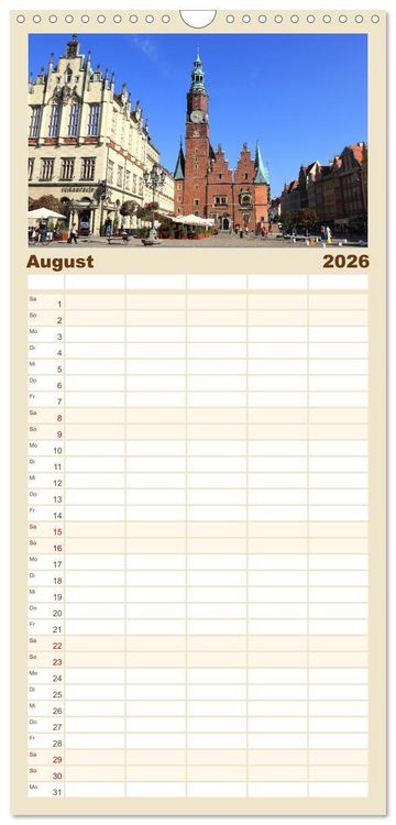 Produktbild: Familienplaner 2026 - Zauberhaftes Breslau mit 5 Spalten (Wandkalender, 21 x 45 cm) CALVENDO