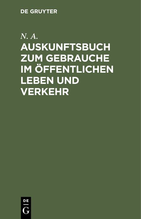 Produktbild: Auskunftsbuch zum Gebrauche im &ouml;ffentlichen Leben und Verkehr