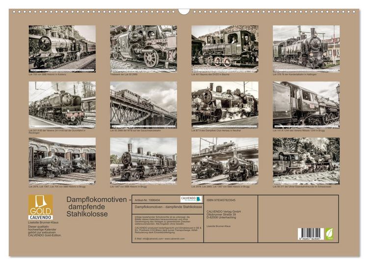 Produktbild: Dampflokomotiven - dampfende Stahlkolosse (Wandkalender 2026 DIN A2 quer), CALVENDO Monatskalender