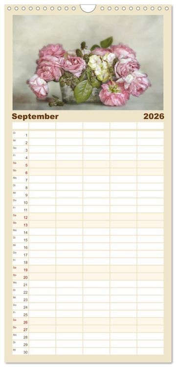 Produktbild: Familienplaner 2026 - Kleine Bl&uuml;tenwunder mit 5 Spalten (Wandkalender, 21 x 45 cm) CALVENDO