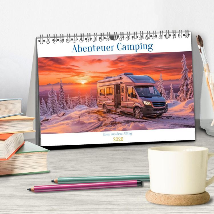 Produktbild: Abenteuer Camping (Tischkalender 2026 DIN A5 quer), CALVENDO Monatskalender