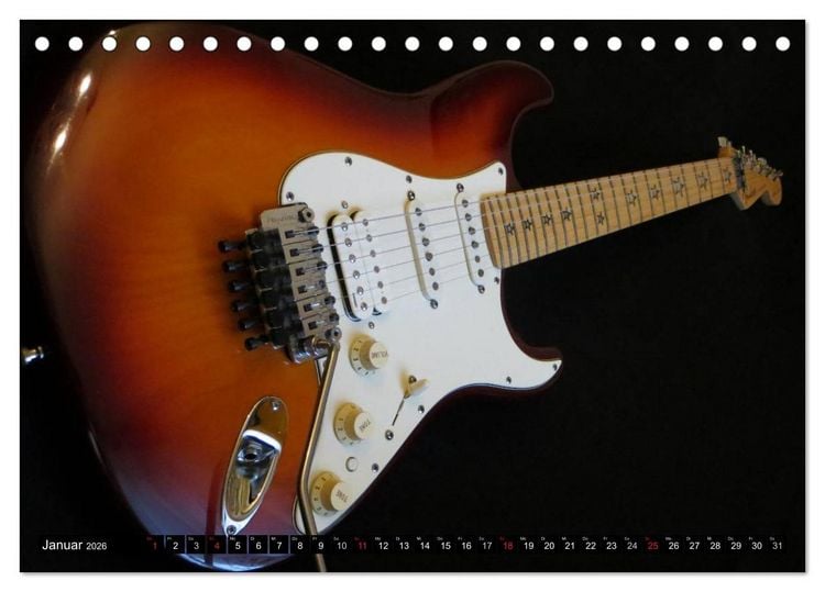 Produktbild: KULT GITARRE - Richie Sambora Stratocaster (Tischkalender 2026 DIN A5 quer), CALVENDO Monatskalender
