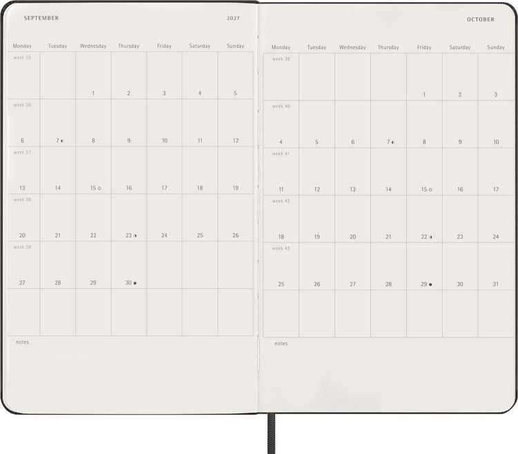 Produktbild: Moleskine 12 Monate Tageskalender 2027, Large/A5, 1 Tag = 1 Seite, fester Einband, Schwarz