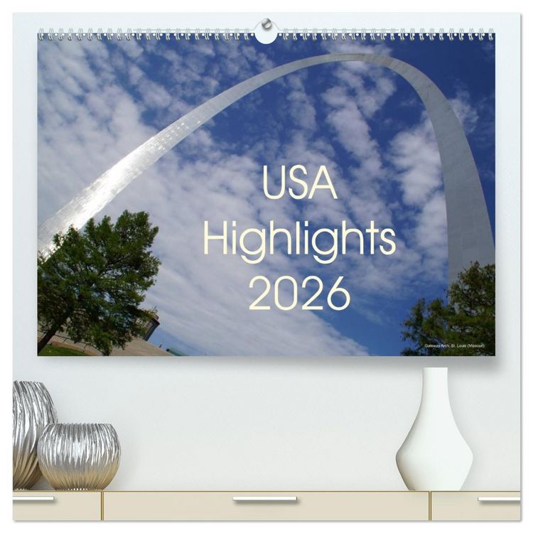 Produktbild: USA Highlights 2026 (hochwertiger Premium Wandkalender 2026 DIN A2 quer), Kunstdruck in Hochglanz