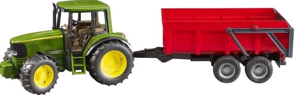 Produktbild: bruder 02057 John Deere 6920 + Wannenkippanh&auml;nger (rot)