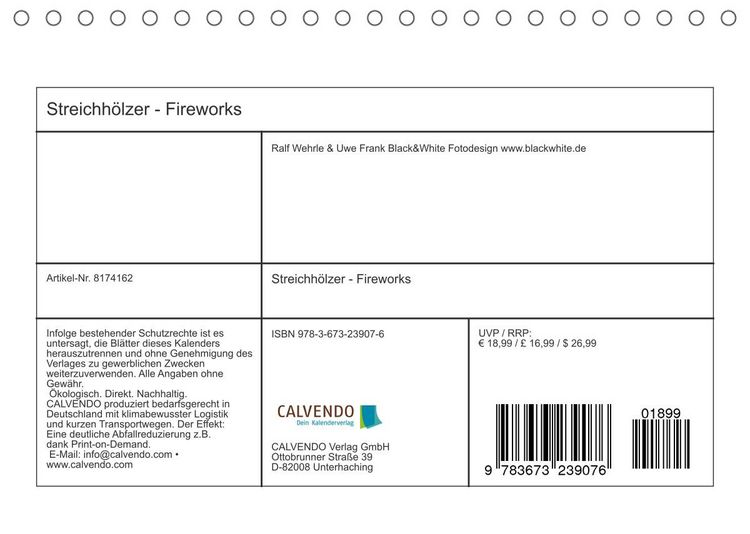 Produktbild: Streichh&ouml;lzer - Fireworks (Tischkalender 2022 DIN A5 quer)