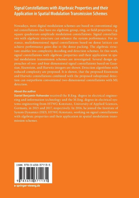 Produktbild: Signal Constellations with Algebraic Properties and their Application in Spatial Modulation Transmission Schemes