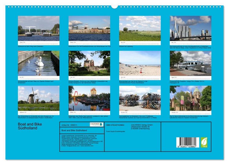 Produktbild: Boat and Bike S&uuml;dholland (hochwertiger Premium Wandkalender 2026 DIN A2 quer), Kunstdruck in Hochglanz