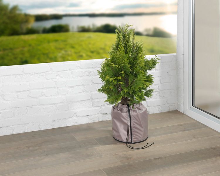Produktbild: Pflanztopf-Sack 30x40cm, beige, 28L, Polyester, 2er Set, extra dicke Bodenplatte f&uuml;r Isolierung