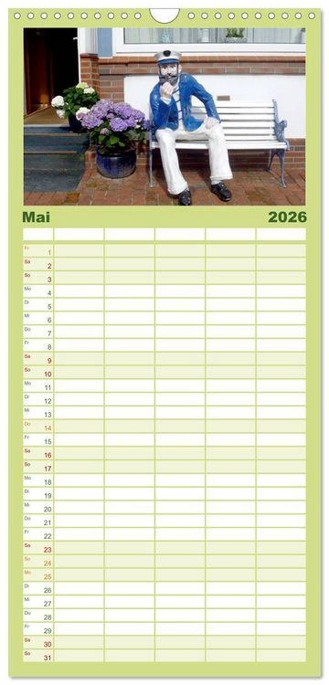 Produktbild: Familienplaner 2026 - T&ouml;werland Juist mit 5 Spalten (Wandkalender, 21 x 45 cm) CALVENDO