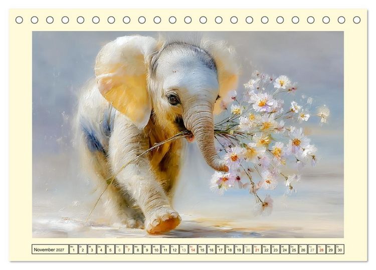 Produktbild: Sommertr&auml;ume. Elefantenkinder am Meer (Tischkalender 2027 DIN A5 quer), CALVENDO Monatskalender