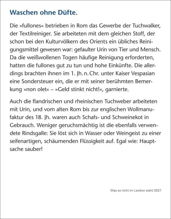 Produktbild: Was so nicht im Lexikon steht Tagesabrei&szlig;kalender 2027 - Kuriosit&auml;ten, Hist&ouml;rchen und merkw&uuml;rdige Geschichten