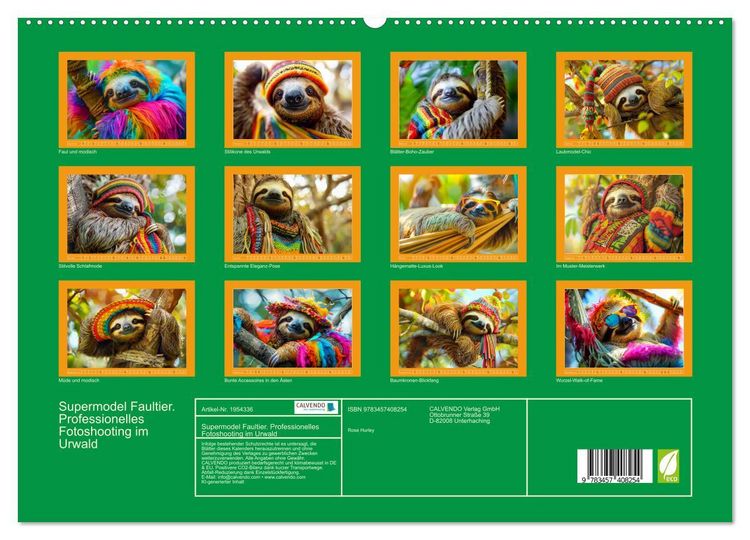 Produktbild: Supermodel Faultier. Professionelles Fotoshooting im Urwald (hochwertiger Premium Wandkalender 2026 DIN A2 quer), Kunstdruck in Hochglanz