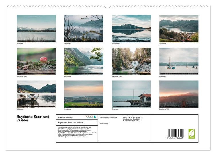 Produktbild: Bayrische Seen und W&auml;lder (hochwertiger Premium Wandkalender 2027 DIN A2 quer), Kunstdruck in Hochglanz