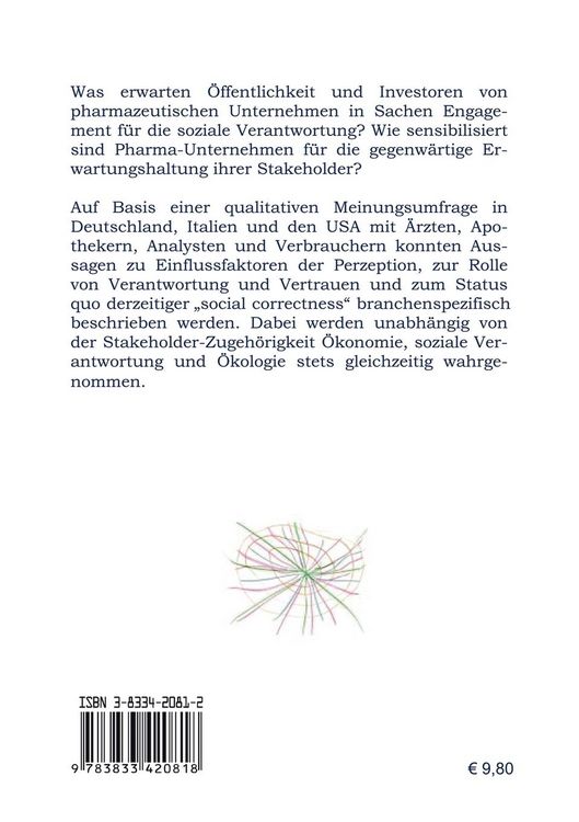 Produktbild: Soziale Verantwortung der pharmazeutischen Industrie aus Sicht der &Ouml;ffentlichkeit und Investoren