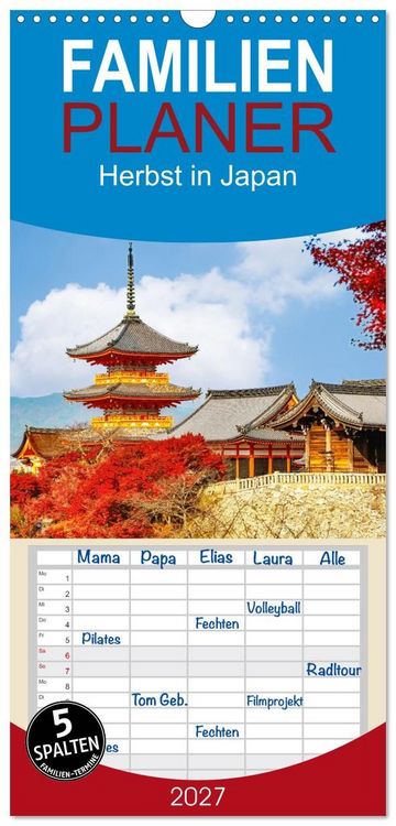 Produktbild: Familienplaner 2027 - Herbst in Japan mit 5 Spalten (Wandkalender, 21 x 45 cm) CALVENDO