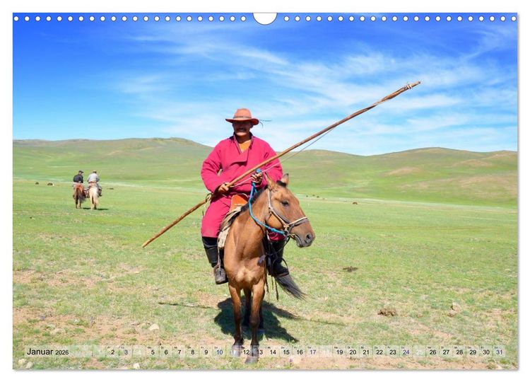 Produktbild: Pferde und Reiter der Mongolei (Wandkalender 2026 DIN A3 quer), CALVENDO Monatskalender