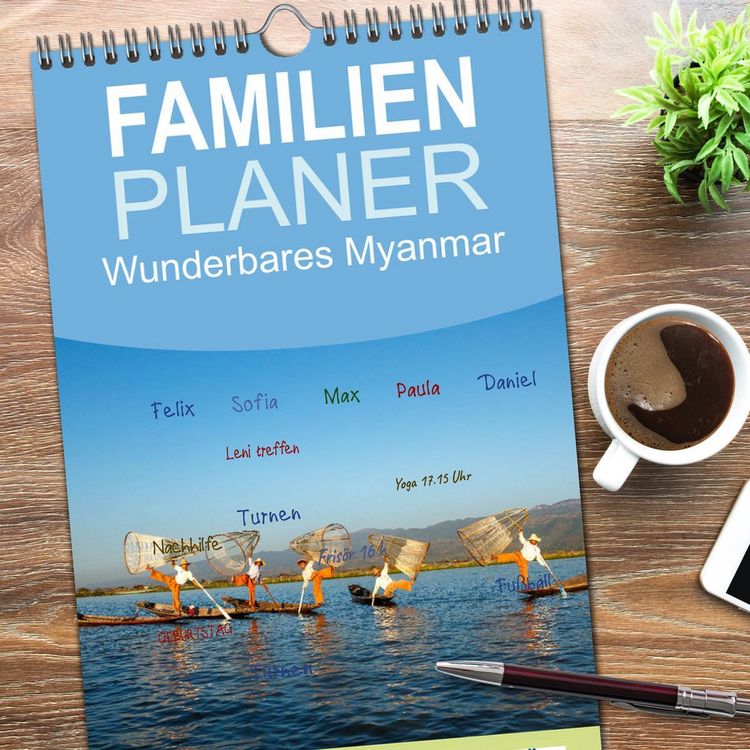 Produktbild: Familienplaner 2026 - Wunderbares Myanmar mit 5 Spalten (Wandkalender, 21 x 45 cm) CALVENDO