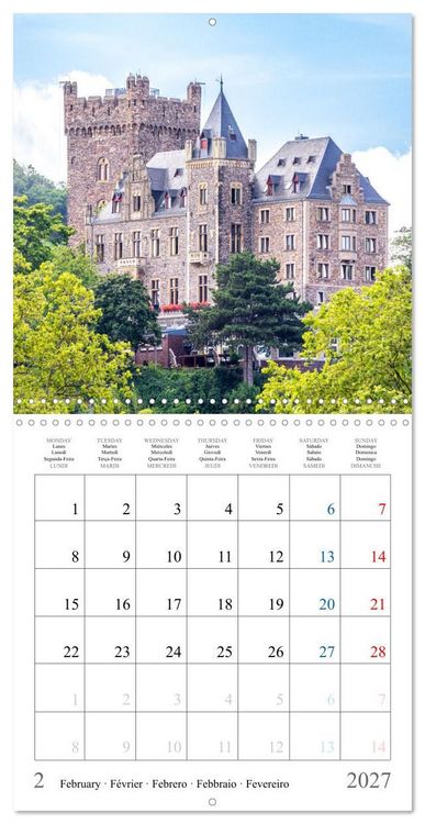 Produktbild: German castles and palaces on the Upper Middle Rhine Part One (Wall Calendar 2027 12 &times; 12 Inch) CALVENDO 12 Month Wall Calendar