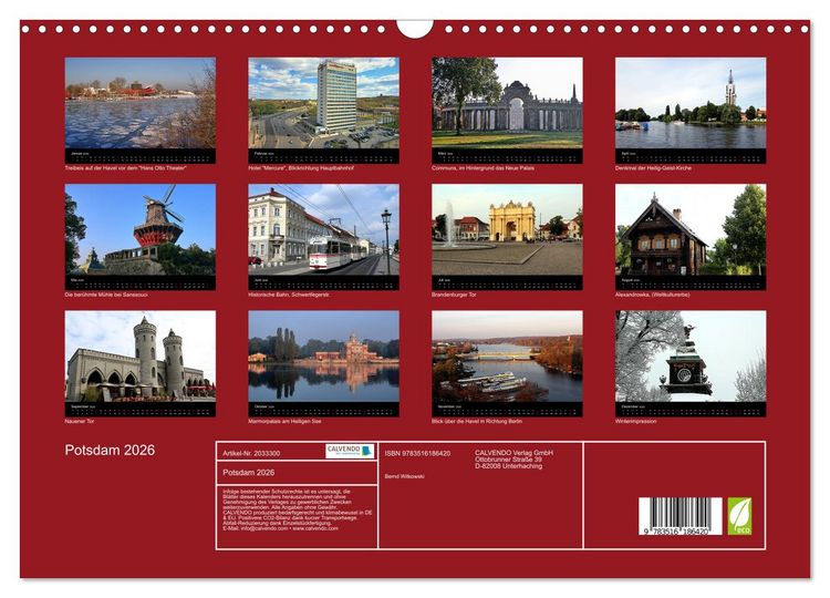 Produktbild: Potsdam 2026 (Wandkalender 2026 DIN A3 quer), CALVENDO Monatskalender