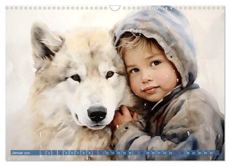 Produktbild: Kinder und Tiere (Wandkalender 2026 DIN A3 quer), CALVENDO Monatskalender