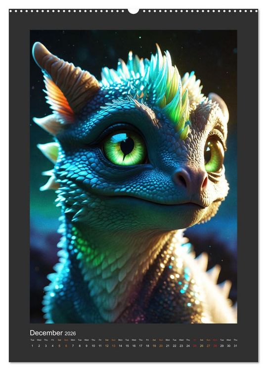 Produktbild: Enchanted Dragons: A year full of little wonders (Wall Calendar 2026 DIN A2 portrait), CALVENDO 12 Month Wall Calendar