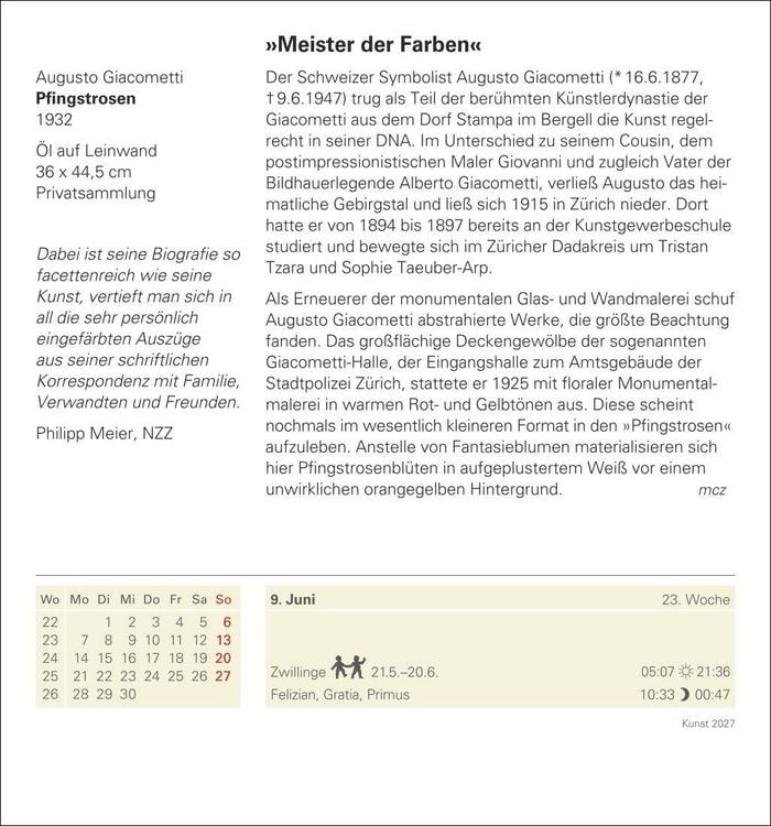 Produktbild: Kunst Tagesabrei&szlig;kalender 2027 - Kulturkalender - K&uuml;nstler, Werke, Museen