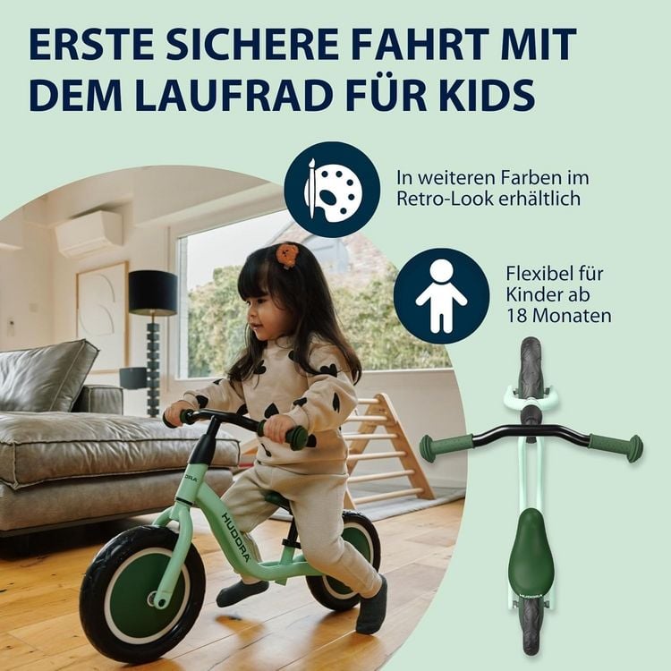 Produktbild: HUDORA 10922 - Laufrad Cruisy 10 mint, f&uuml;r Kinder von 78-100 cm, Sitzh&ouml;he: 24-31,5 cm