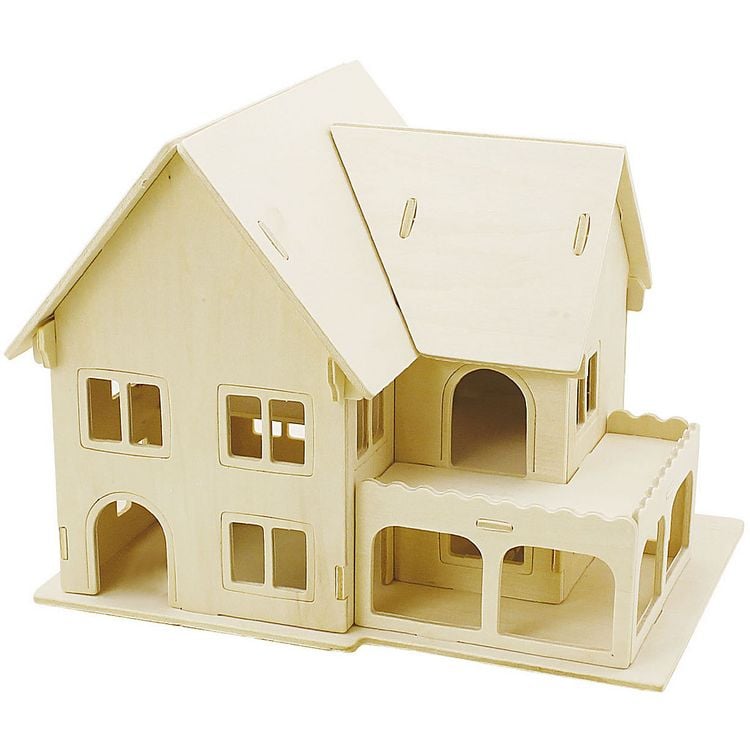 Produktbild: Creativ Company 3D-Figuren zum Zusammensetzen, Haus mit Veranda, Gr&ouml;&szlig;e 22,5x16x17,5, 1 Stk