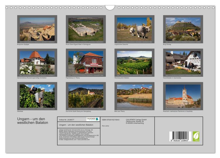 Produktbild: Ungarn - um den westlichen Balaton (Wandkalender 2026 DIN A3 quer), CALVENDO Monatskalender
