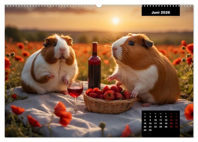 Produktbild: Meerschweinchen mal anders! (Wandkalender 2026 DIN A2 quer), CALVENDO Monatskalender