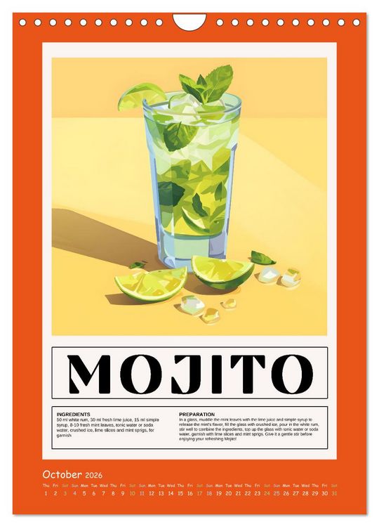 Produktbild: Classic Cocktails (Wall Calendar 2026 DIN A4 portrait), CALVENDO 12 Month Wall Calendar