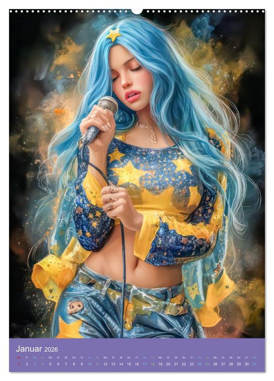 Produktbild: Popstars - Inspiriert vom Mangastil (hochwertiger Premium Wandkalender 2026 DIN A2 hoch), Kunstdruck in Hochglanz