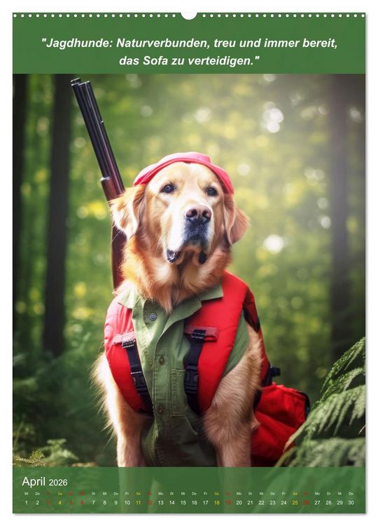 Produktbild: Lustige Jagdhunde mit J&auml;gerlatein (hochwertiger Premium Wandkalender 2026 DIN A2 hoch), Kunstdruck in Hochglanz
