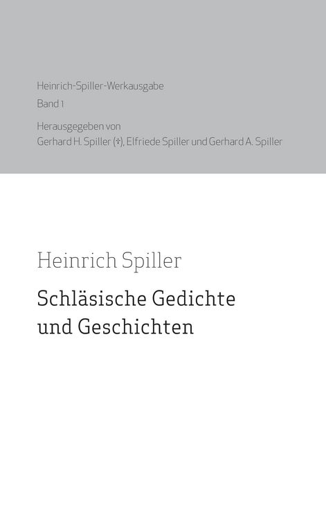 Produktbild: Heinrich Spiller Werkausgabe Band 1