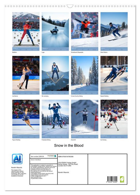 Produktbild: Snow in the Blood (Wall Calendar 2027 DIN A2 portrait), CALVENDO 12 Month Wall Calendar