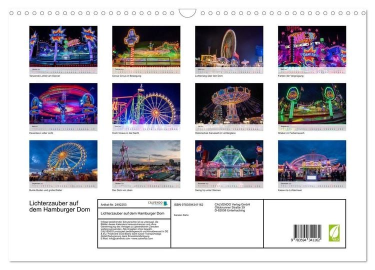Produktbild: Lichterzauber auf dem Hamburger Dom (Wandkalender 2027 DIN A3 quer), CALVENDO Monatskalender